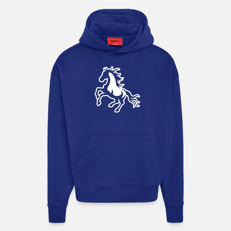 Cheval Équitation Équitation - Sweat à capuche bio épais oversize fabriqué en UE - Iconic Blue