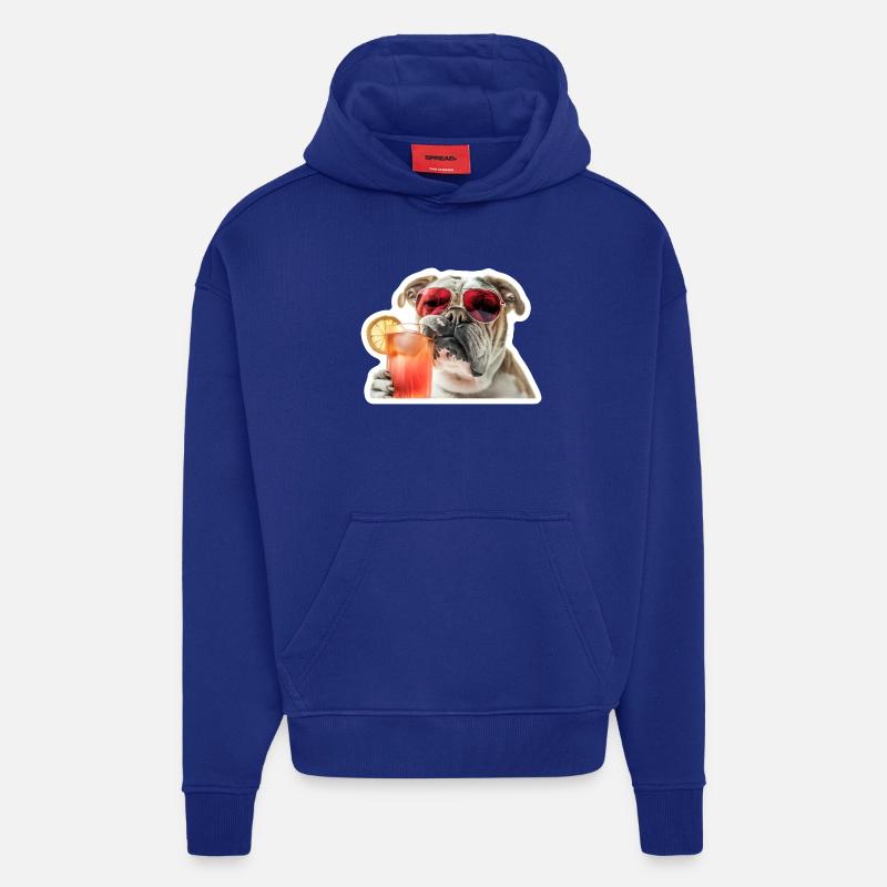 Bully Boire un cocktail - Sweat à capuche bio épais oversize fabriqué en UE - Iconic Blue