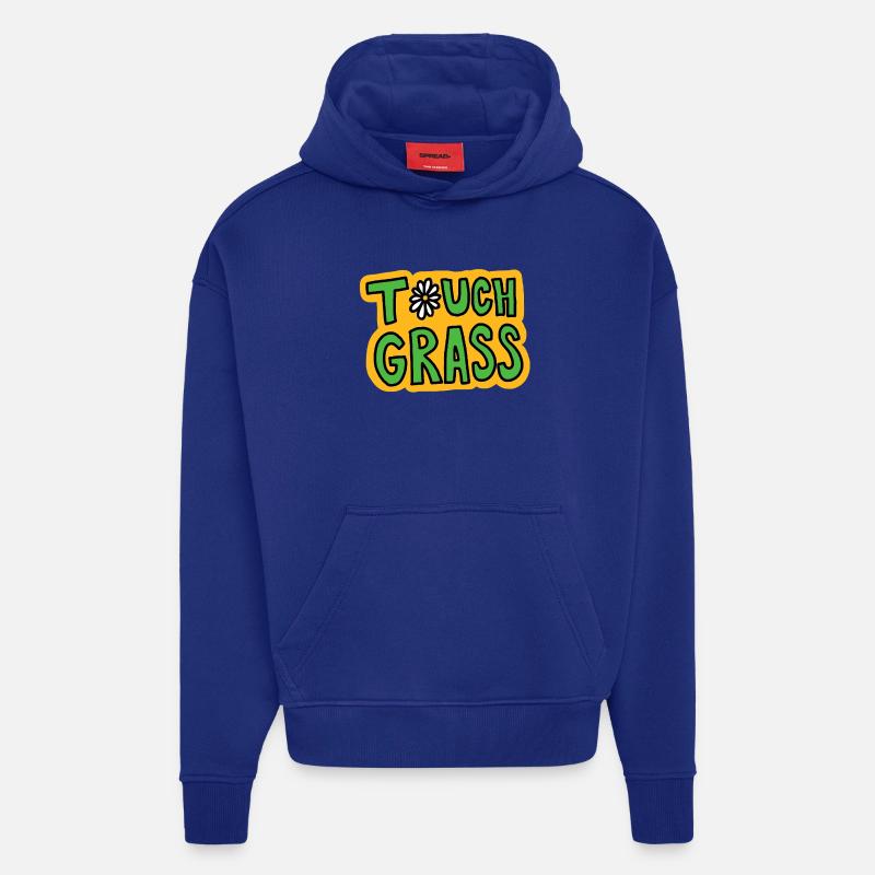 Retro "Touch Grass" Gänseblümchen - Hoodie- made by SPREAD  - Iconic Blue