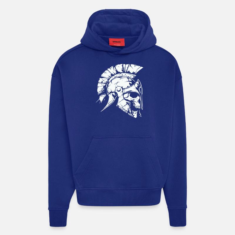 Crâne de Sparte 01 - Sweat à capuche bio épais oversize fabriqué en UE - Iconic Blue