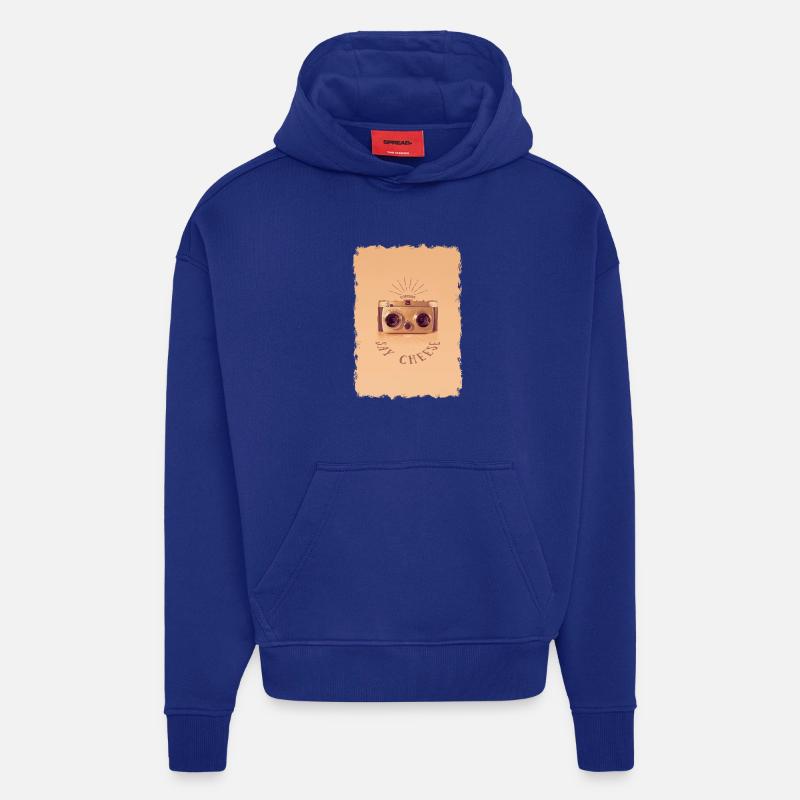 Everybody - Say Cheese - Sweat à capuche bio épais oversize fabriqué en UE - Iconic Blue