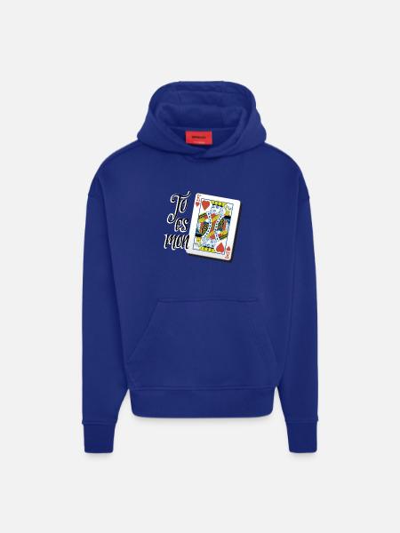 Mon roi de coeur - Sweat à capuche bio épais oversize fabriqué en UE - Iconic Blue