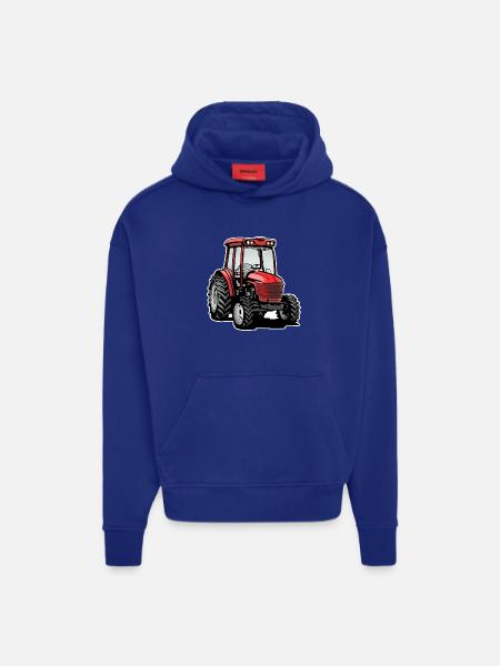 Traktor / tracteur - Sweat à capuche bio épais oversize fabriqué en UE - Iconic Blue