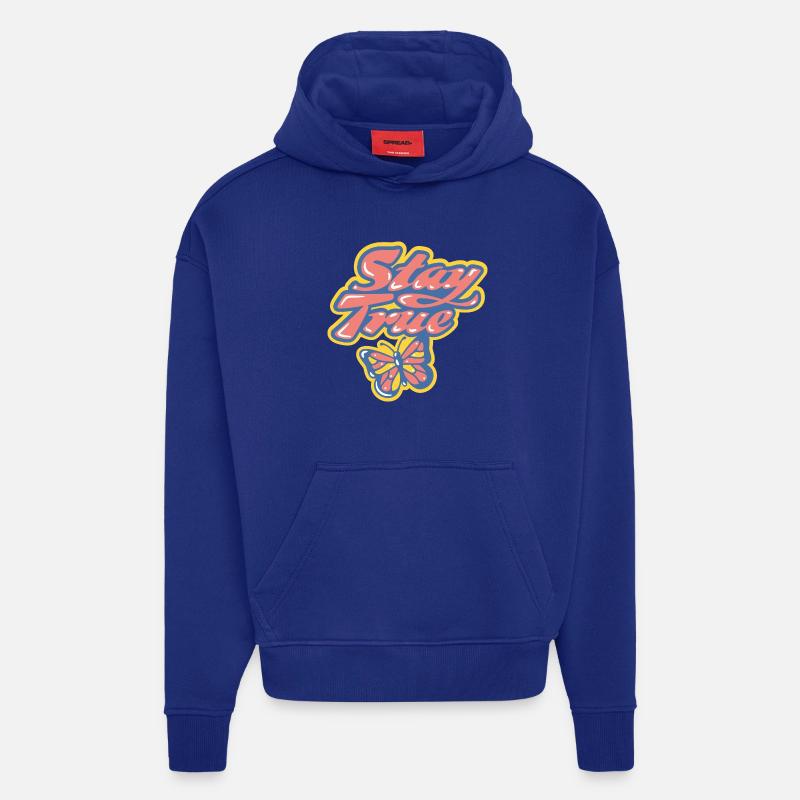 Stay True – Buntes Retro-Design - Hoodie- made by SPREAD  - Iconic Blue