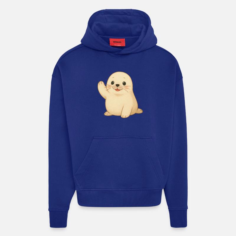 Petit joint ondulant - Sweat à capuche bio épais oversize fabriqué en UE - Iconic Blue