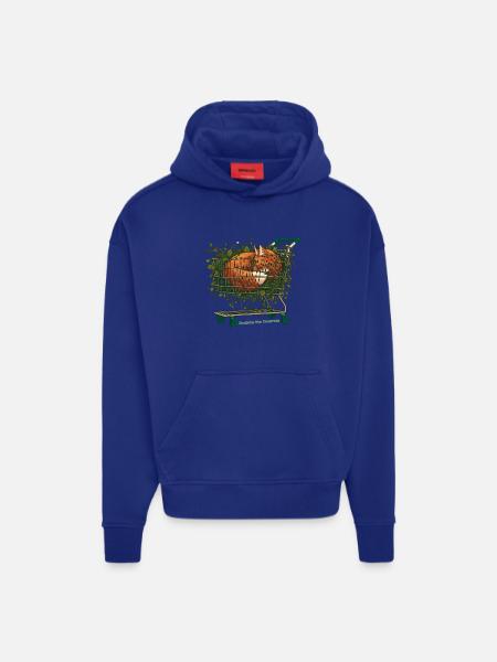 Récupérer le béton - Sweat à capuche bio épais oversize fabriqué en UE - Iconic Blue