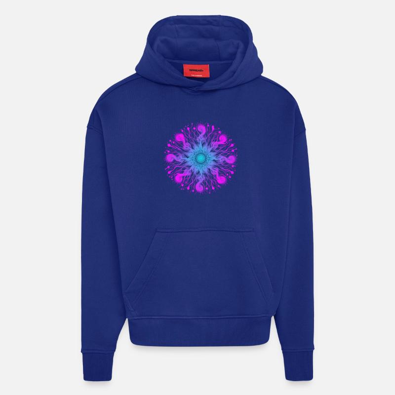 Mandala Psyché - Sweat à capuche bio épais oversize fabriqué en UE - Iconic Blue