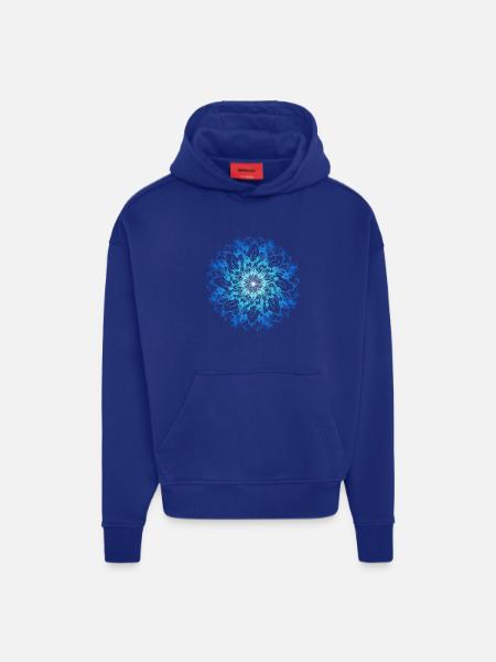 Mandala Océan - Sweat à capuche bio épais oversize fabriqué en UE - Iconic Blue
