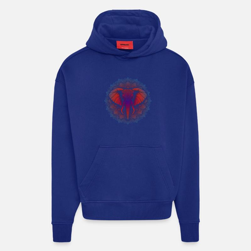 Trifecta Vertus Mandala - Sweat à capuche bio épais oversize fabriqué en UE - Iconic Blue