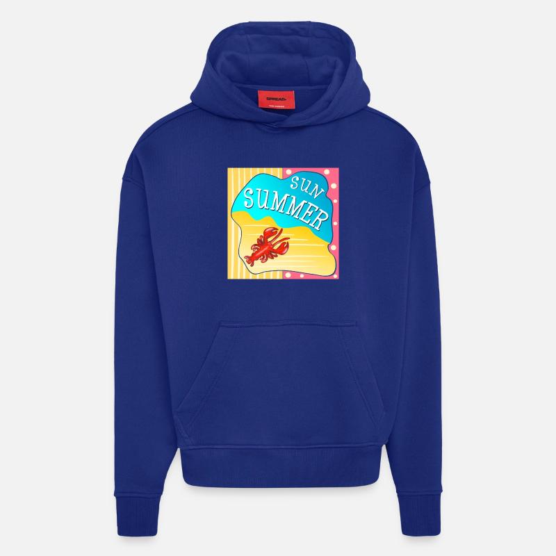 PLAGE HOMARD SOLEIL D’ÉTÉ - Sweat à capuche bio épais oversize fabriqué en UE - Iconic Blue