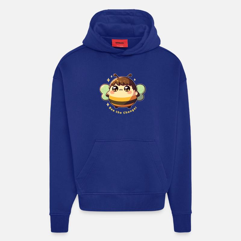 Bee the Change ! - Sweat à capuche bio épais oversize fabriqué en UE - Iconic Blue