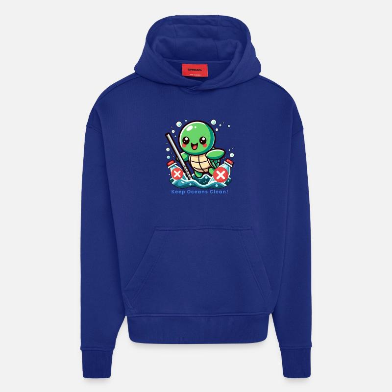 Garder les océans propres - Sweat à capuche bio épais oversize fabriqué en UE - Iconic Blue
