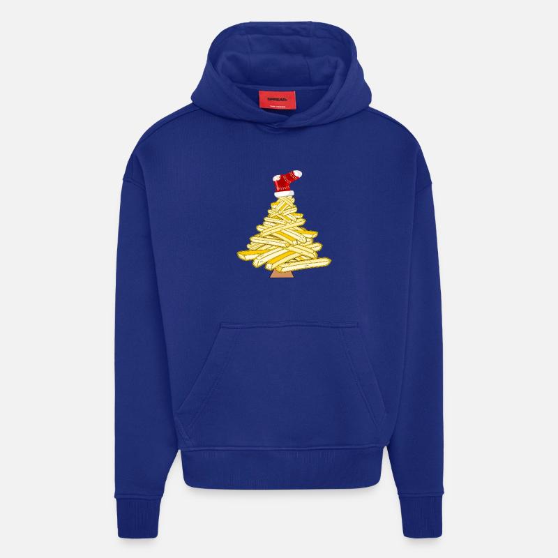 Frites sapin de Noël - Sweat à capuche bio épais oversize fabriqué en UE - Iconic Blue