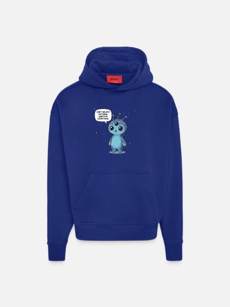 Cute Alien: Statement - Question everything - Hoodie- made by SPREAD - Iconic Blue