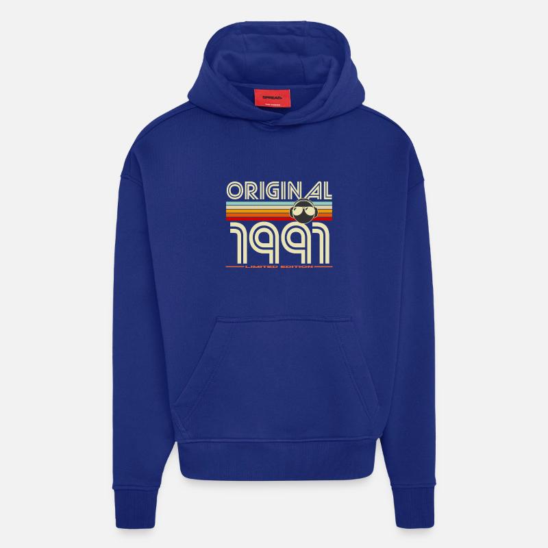 Original 1991 Rétro Edition - Sweat à capuche bio épais oversize fabriqué en UE - Iconic Blue