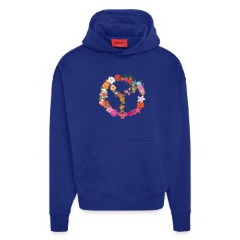 Flower Power Peace Symbol - Hoodie- made by SPREAD  - Iconic Blue - Front