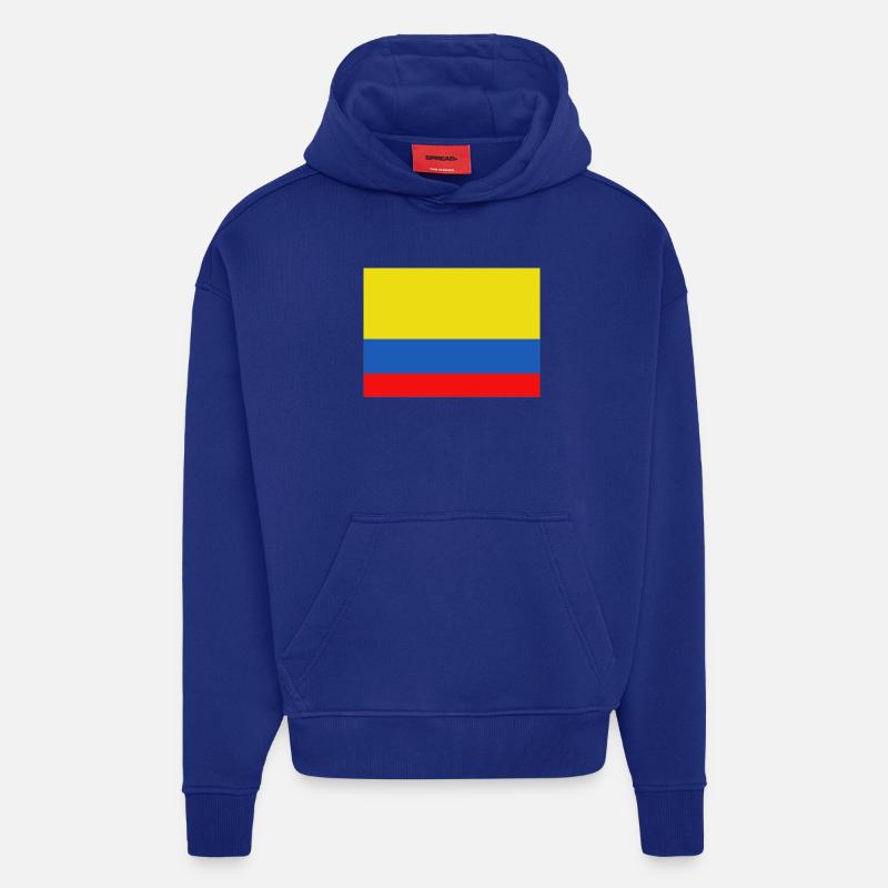Drapeau de la Colombie - Sweat à capuche bio épais oversize fabriqué en UE - Iconic Blue