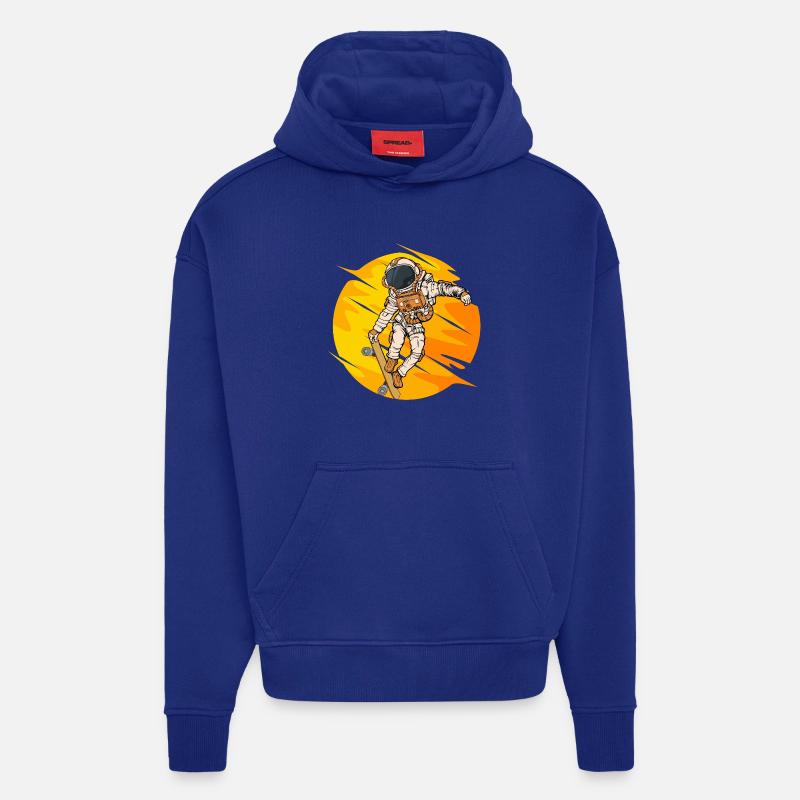 Saut en skateboard d’astronaute - Sweat à capuche bio épais oversize fabriqué en UE - Iconic Blue