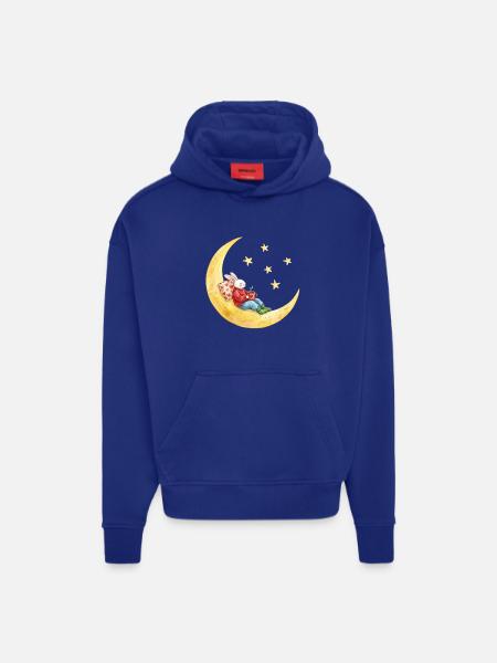 Bunny on the moon with cocoa - Hoodie- made by SPREAD - Iconic Blue