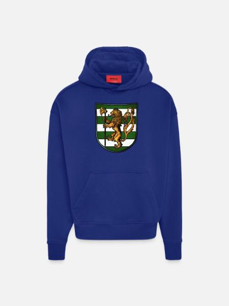 Armoiries lion d’or - Sweat à capuche bio épais oversize fabriqué en UE - Iconic Blue