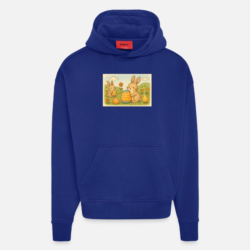 Fête de Pâques - Sweat à capuche bio épais oversize fabriqué en UE - Iconic Blue