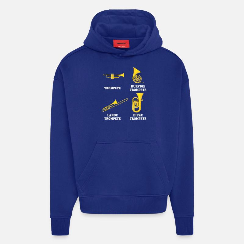 trompette - Sweat à capuche bio épais oversize fabriqué en UE - Iconic Blue