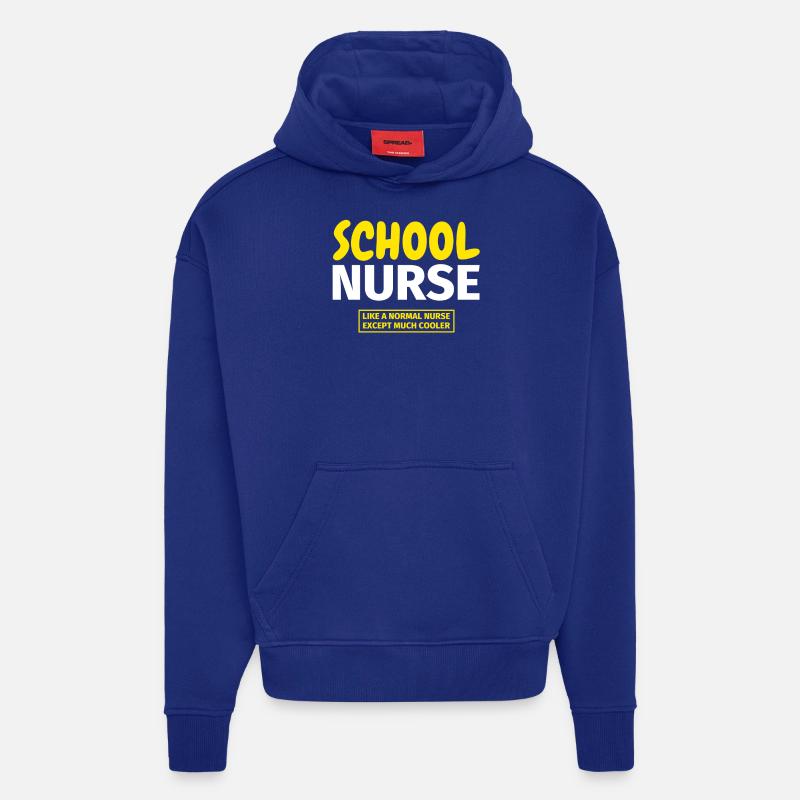 infirmière scolaire - Sweat à capuche bio épais oversize fabriqué en UE - Iconic Blue