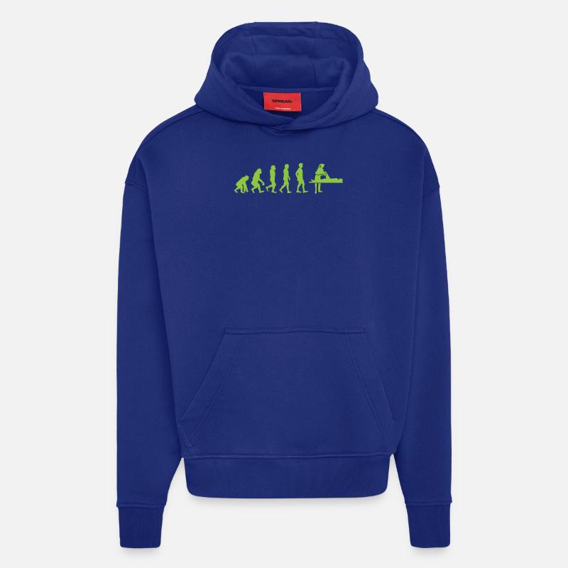 Evolution - kinésithérapeute - Drôle - Cadeau - Sweat à capuche bio épais oversize fabriqué en UE - Iconic Blue