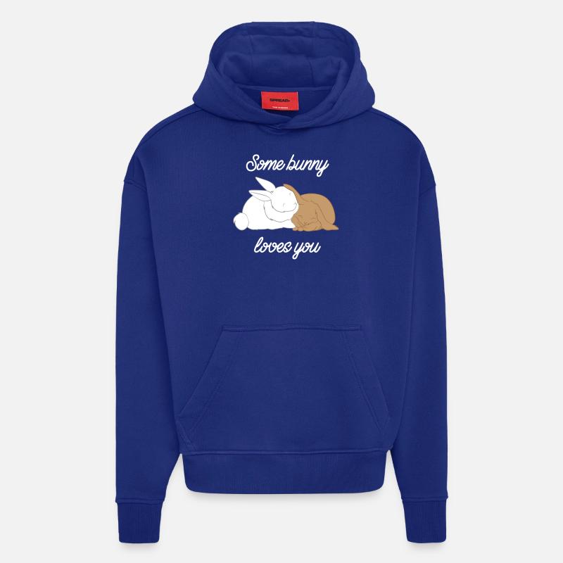 Lapins - Lapins - Lapins - Amour - Sweat à capuche bio épais oversize fabriqué en UE - Iconic Blue