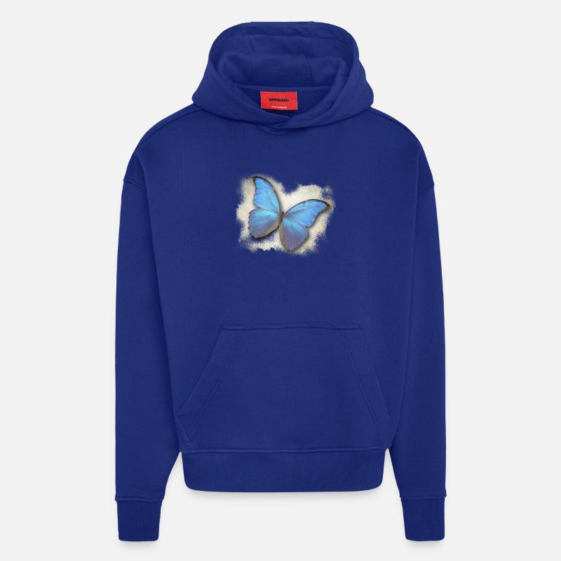 Papillon - Papillon - Sweat à capuche bio épais oversize fabriqué en UE - Iconic Blue