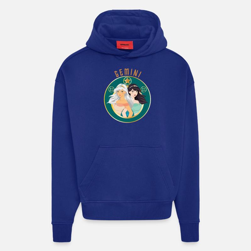 Zodiaque - Horoscope - Gémeaux - Cadeaux - Sweat à capuche bio épais oversize fabriqué en UE - Iconic Blue