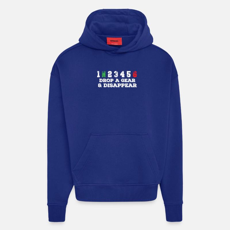 Motard, motocyclette - Sweat à capuche bio épais oversize fabriqué en UE - Iconic Blue