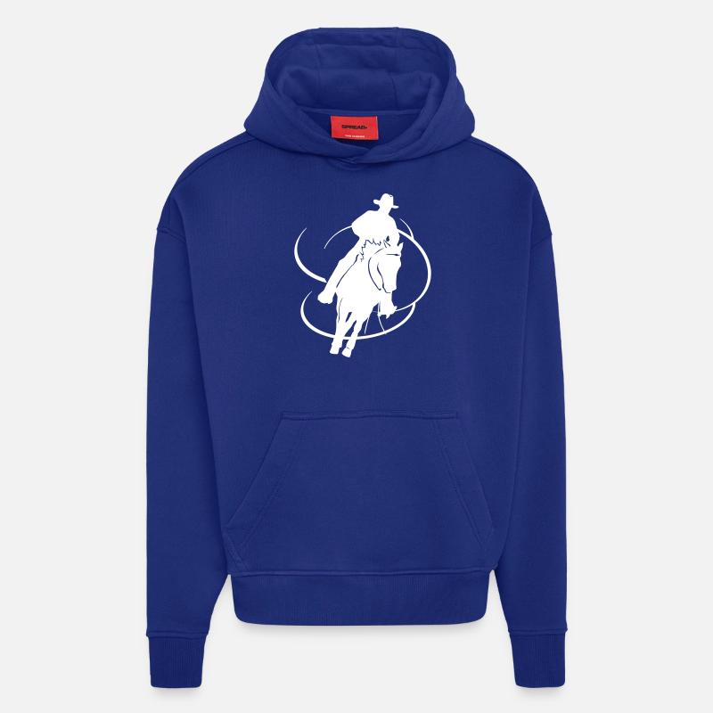Westernriding - Sweat à capuche bio épais oversize fabriqué en UE - Iconic Blue