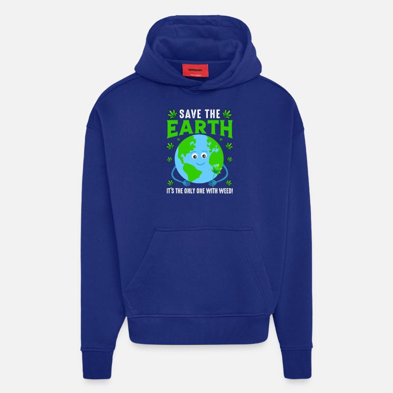 Jour de la Terre - Sweat à capuche bio épais oversize fabriqué en UE - Iconic Blue