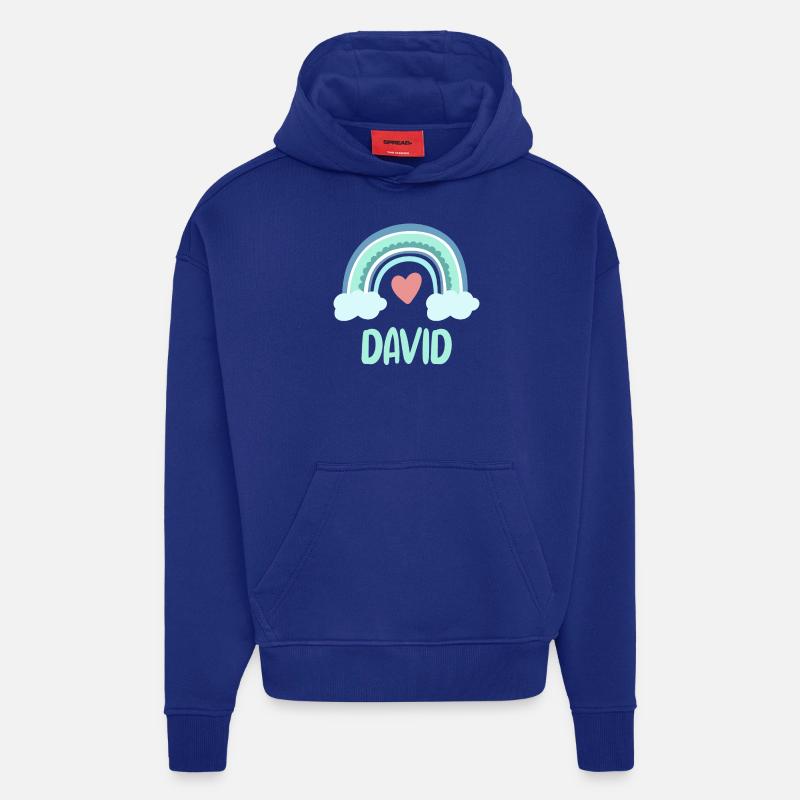 David Nom Rainbow Baby - Sweat à capuche bio épais oversize fabriqué en UE - Iconic Blue