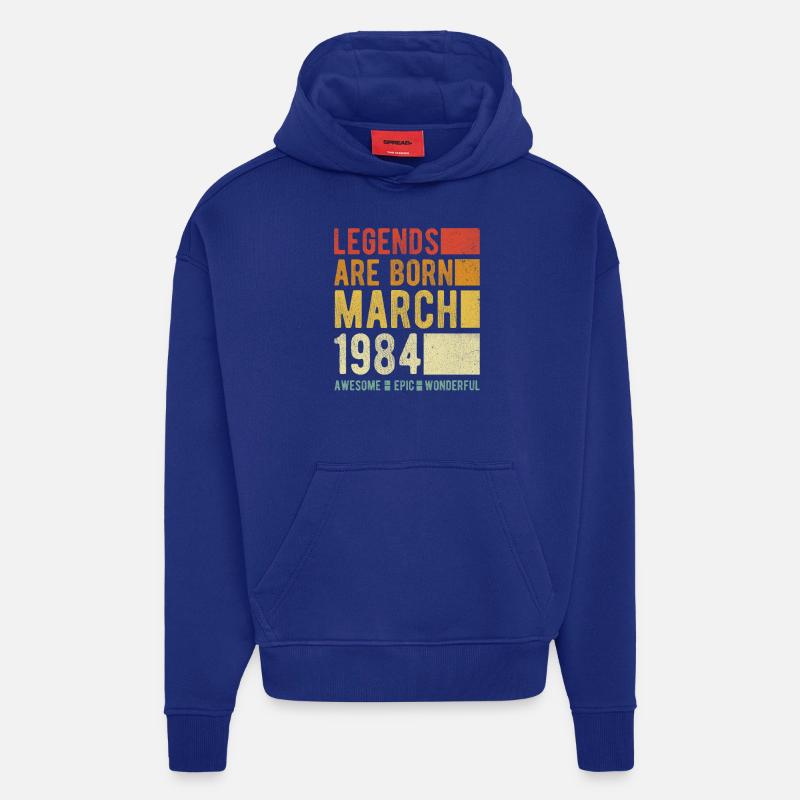 Anniversaire Mars 1984 - Sweat à capuche bio épais oversize fabriqué en UE - Iconic Blue