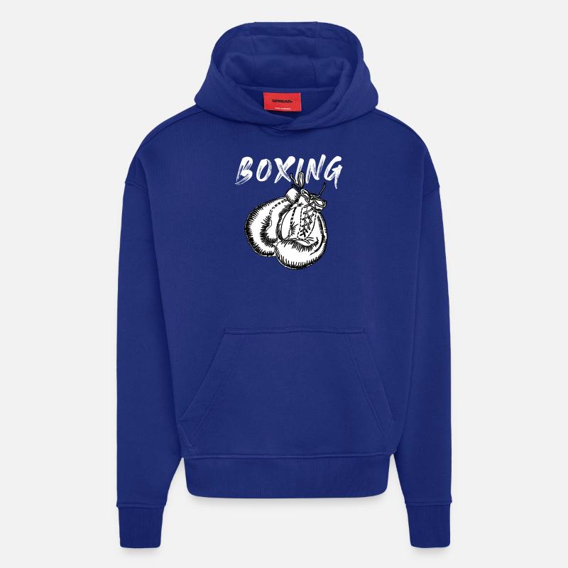 boxe - Sweat à capuche bio épais oversize fabriqué en UE - Iconic Blue