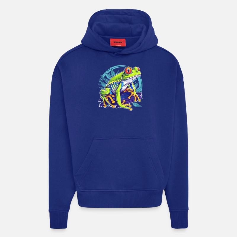 Rainette Baumfrösche Baumfrosch - Sweat à capuche bio épais oversize fabriqué en UE - Iconic Blue