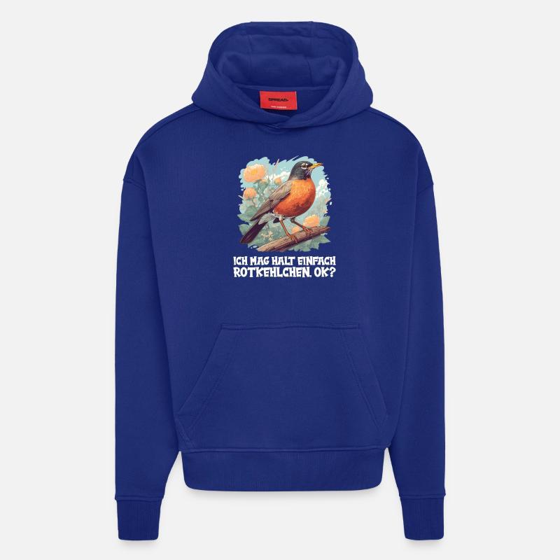 Robin Rotkehlchen - Sweat à capuche bio épais oversize fabriqué en UE - Iconic Blue