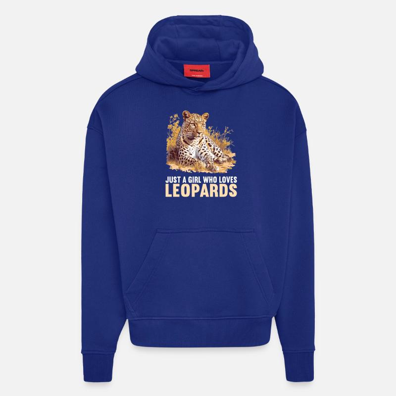 Léopard léopard - Sweat à capuche bio épais oversize fabriqué en UE - Iconic Blue