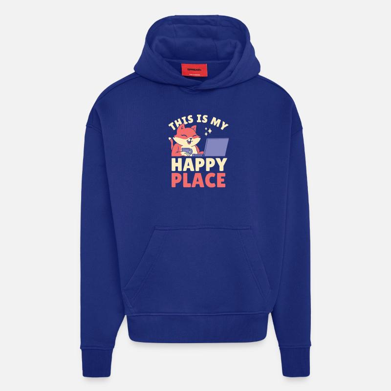 C’est mon endroit heureux - Sweat à capuche bio épais oversize fabriqué en UE - Iconic Blue