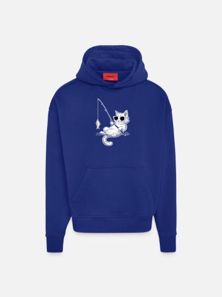 Cat with sunglasses fishing - Hoodie- made by SPREAD - Iconic Blue