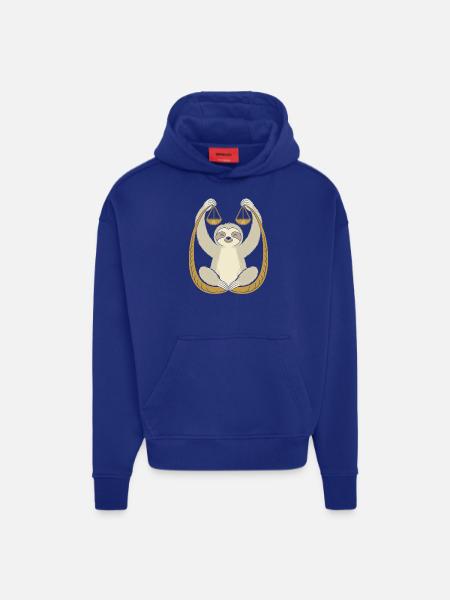 Libra Zodiac Sloth Balance - Hoodie- made by SPREAD  - Iconic Blue