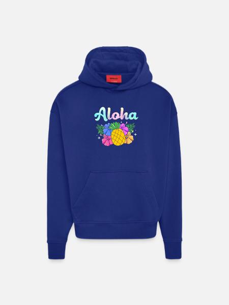 Maui Hawaï Hawaïen - Sweat à capuche bio épais oversize fabriqué en UE - Iconic Blue