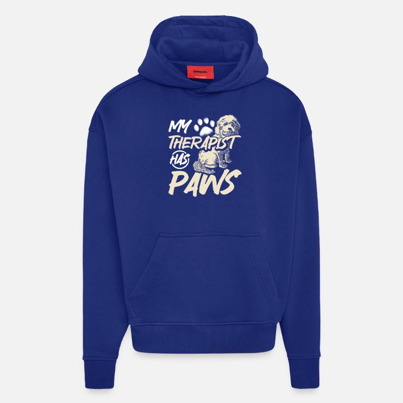 My therapist has paws cockapoo - Hoodie- made by SPREAD  - Iconic Blue