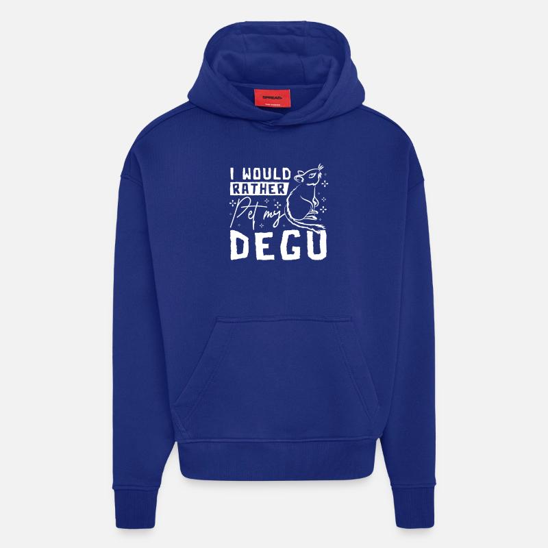 Je préfère caresser mon octodon - Sweat à capuche bio épais oversize fabriqué en UE - Iconic Blue