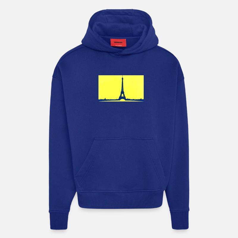 Tour Eiffel dans abstrait - Sweat à capuche bio épais oversize fabriqué en UE - Iconic Blue