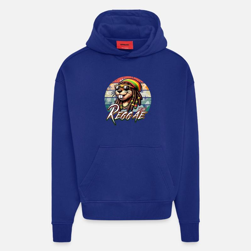 Bober Reggae - Rasta Bobr Marly - Sweat à capuche bio épais oversize fabriqué en UE - Iconic Blue