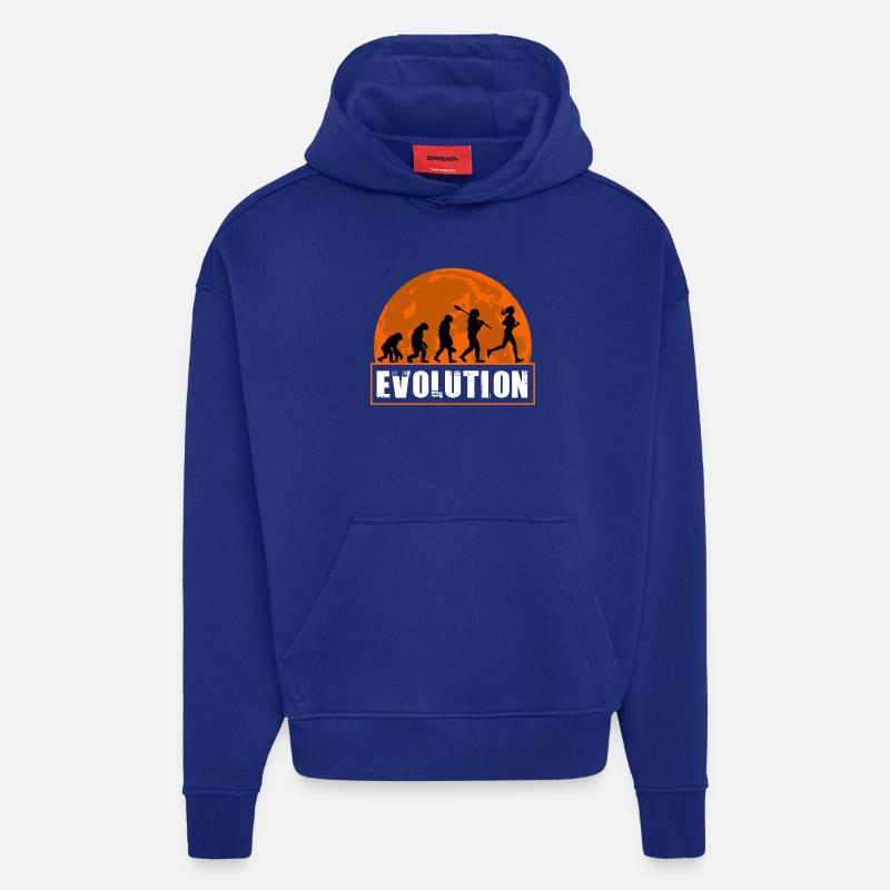 Running Evolution Running Girl Marathon Runner - Sweat à capuche bio épais oversize fabriqué en UE - Iconic Blue