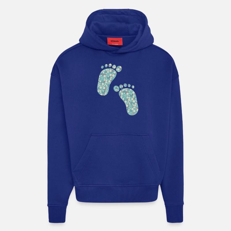 pieds liberty turquoise - Sweat à capuche bio épais oversize fabriqué en UE - Iconic Blue